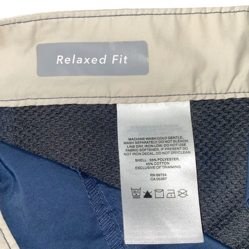 Men`s Columbia Lakedale Cove Blue‎ and Cream Board Shorts Zinc Stone Sz 34